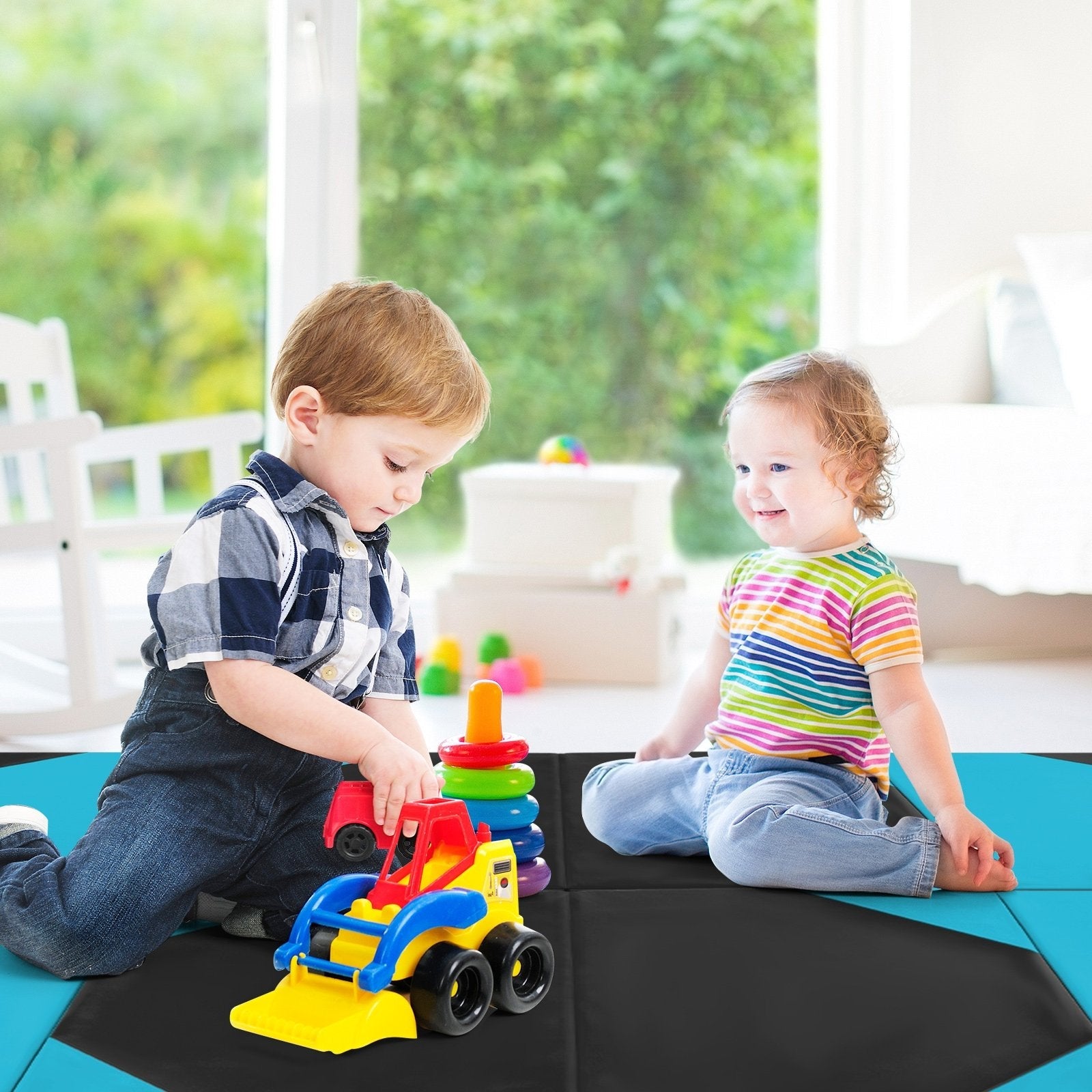 10' x 4' x 2" Folding Exercise Mat with Hook and Loop Fasteners, Navy Yoga & Gym Mats   at Gallery Canada