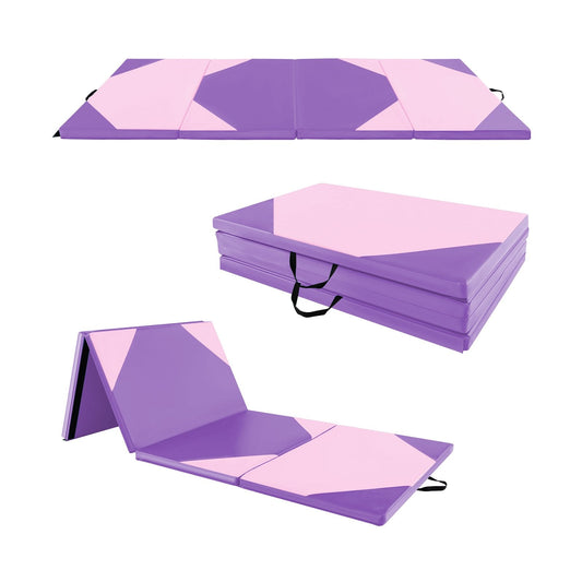 10' x 4' x 2" Folding Exercise Mat with Hook and Loop Fasteners, Pink & Purple Yoga & Gym Mats   at Gallery Canada