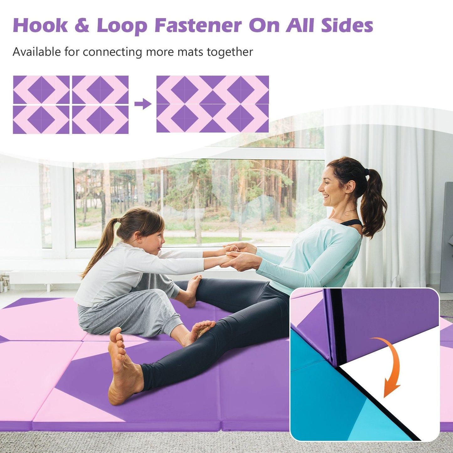 10' x 4' x 2" Folding Exercise Mat with Hook and Loop Fasteners, Pink & Purple Yoga & Gym Mats   at Gallery Canada