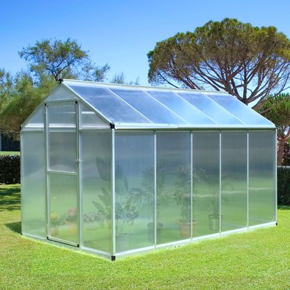 10' x 6' x 6.4' Walk-in Garden Greenhouse Polycarbonate Panels Plants Flower Growth Shed Cold Frame Outdoor Portable Warm House Aluminum Frame Walk In Greenhouses   at Gallery Canada