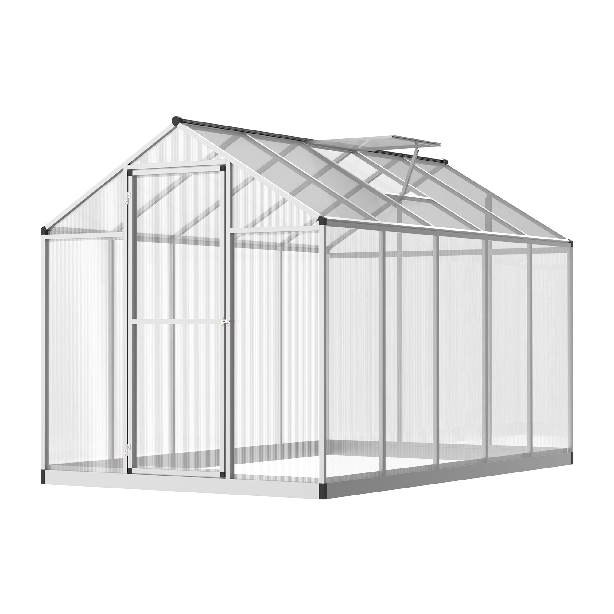 10' x 6' x 6.4' Walk-in Garden Greenhouse Polycarbonate Panels Plants Flower Growth Shed Cold Frame Outdoor Portable Warm House Aluminum Frame Walk In Greenhouses   at Gallery Canada