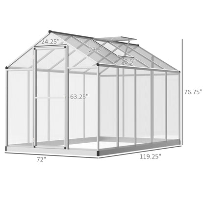 10' x 6' x 6.4' Walk-in Garden Greenhouse Polycarbonate Panels Plants Flower Growth Shed Cold Frame Outdoor Portable Warm House Aluminum Frame Walk In Greenhouses Multi Colour  at Gallery Canada