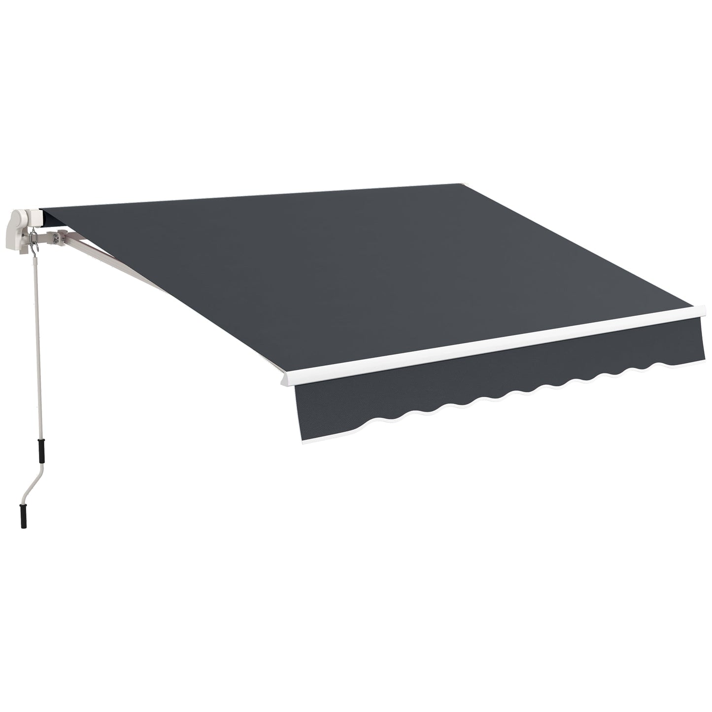 10' x 6.5' Manual Retractable Awning with LED Lights, Aluminum Frame Sun Canopies for Patio Door Window, Dark Grey Door Awnings   at Gallery Canada