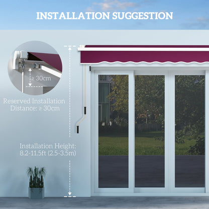 10' x 6.5' Manual Retractable Awning with LED Lights, Aluminum Frame Sun Canopies for Patio Door Window, Wine Red Patio Awnings   at Gallery Canada