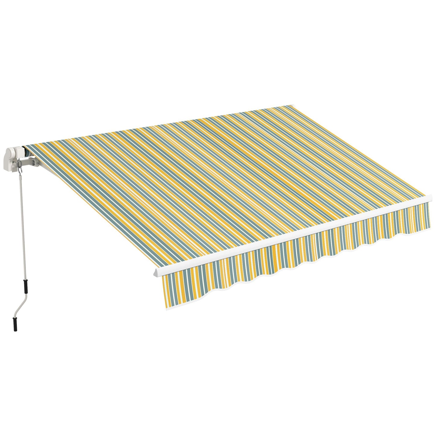 10' x 6.5' Manual Retractable Awning with LED Lights, Aluminum Frame Sun Canopies for Patio Door Window, Yellow/Grey Door Awnings   at Gallery Canada