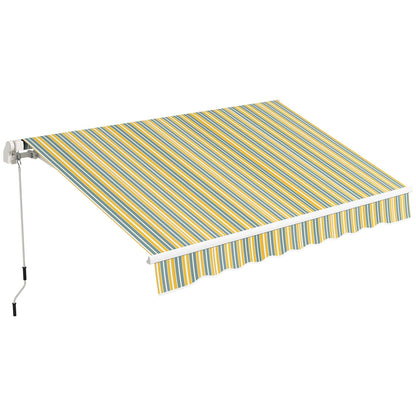 10' x 6.5' Manual Retractable Awning with LED Lights, Aluminum Frame Sun Canopies for Patio Door Window, Yellow/Grey Door Awnings   at Gallery Canada