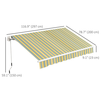 10' x 6.5' Manual Retractable Awning with LED Lights, Aluminum Frame Sun Canopies for Patio Door Window, Yellow/Grey Door Awnings   at Gallery Canada