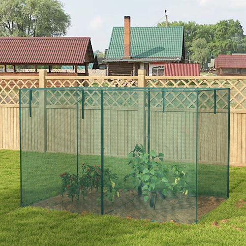 10 x 6.5ft Crop Cage, Garden Plant Protector with Two Zippered Doors, Storage Bag and Ground Stakes, Green