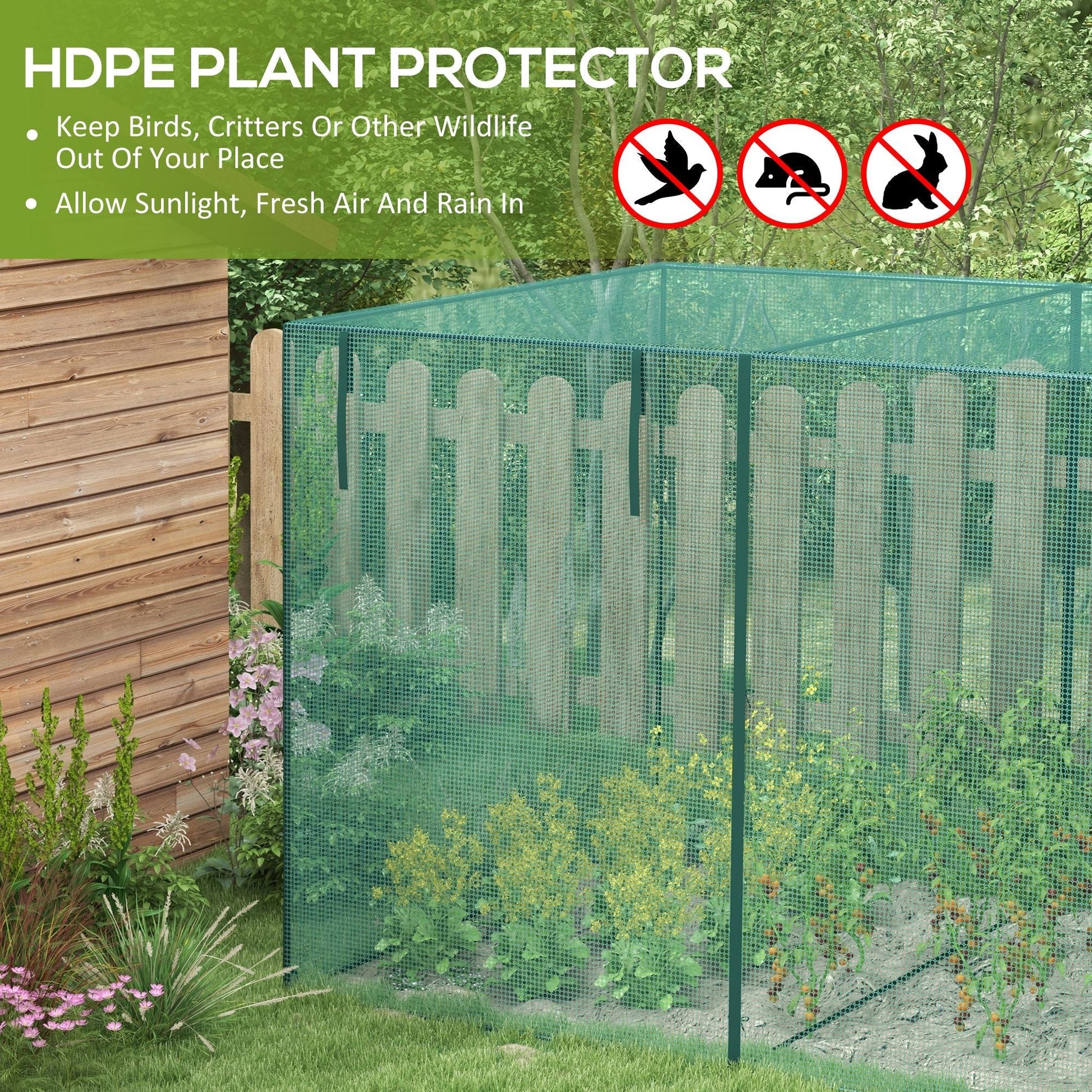 10 x 6.5ft Crop Cage, Garden Plant Protector with Two Zippered Doors, Storage Bag and Ground Stakes, Green Walk In Greenhouses   at Gallery Canada