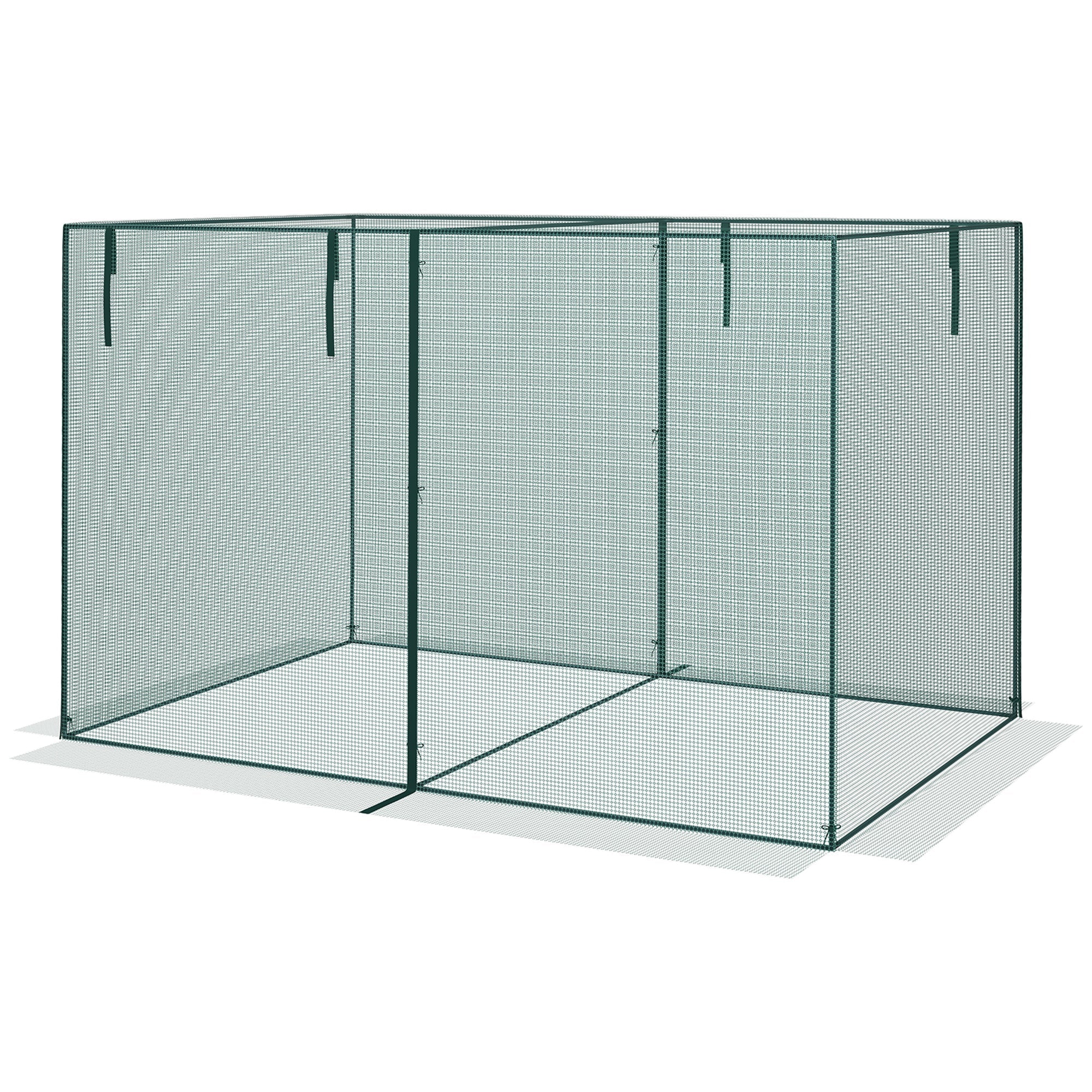 10 x 6.5ft Crop Cage, Garden Plant Protector with Two Zippered Doors, Storage Bag and Ground Stakes, Green Walk In Greenhouses Green  at Gallery Canada