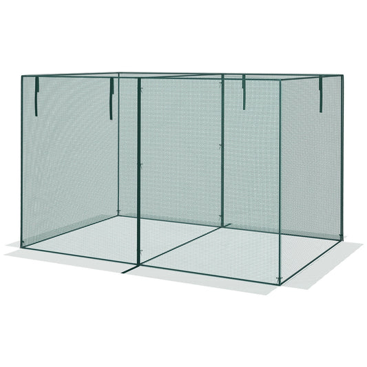 10 x 6.5ft Crop Cage, Garden Plant Protector with Two Zippered Doors, Storage Bag and Ground Stakes, Green - Gallery Canada