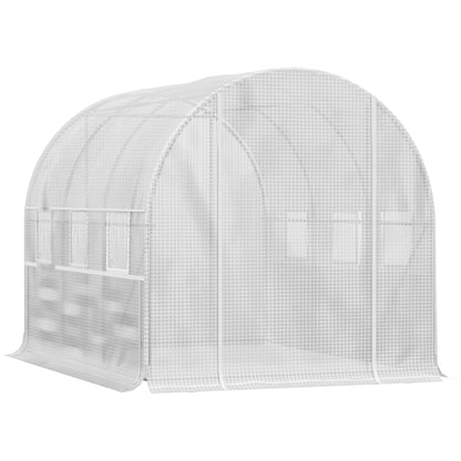 10' x 6.6' x 6.6' Walk-in Tunnel Greenhouse with Quality PE Cover, Zipper Doors &; Mesh Windows, White - Gallery Canada