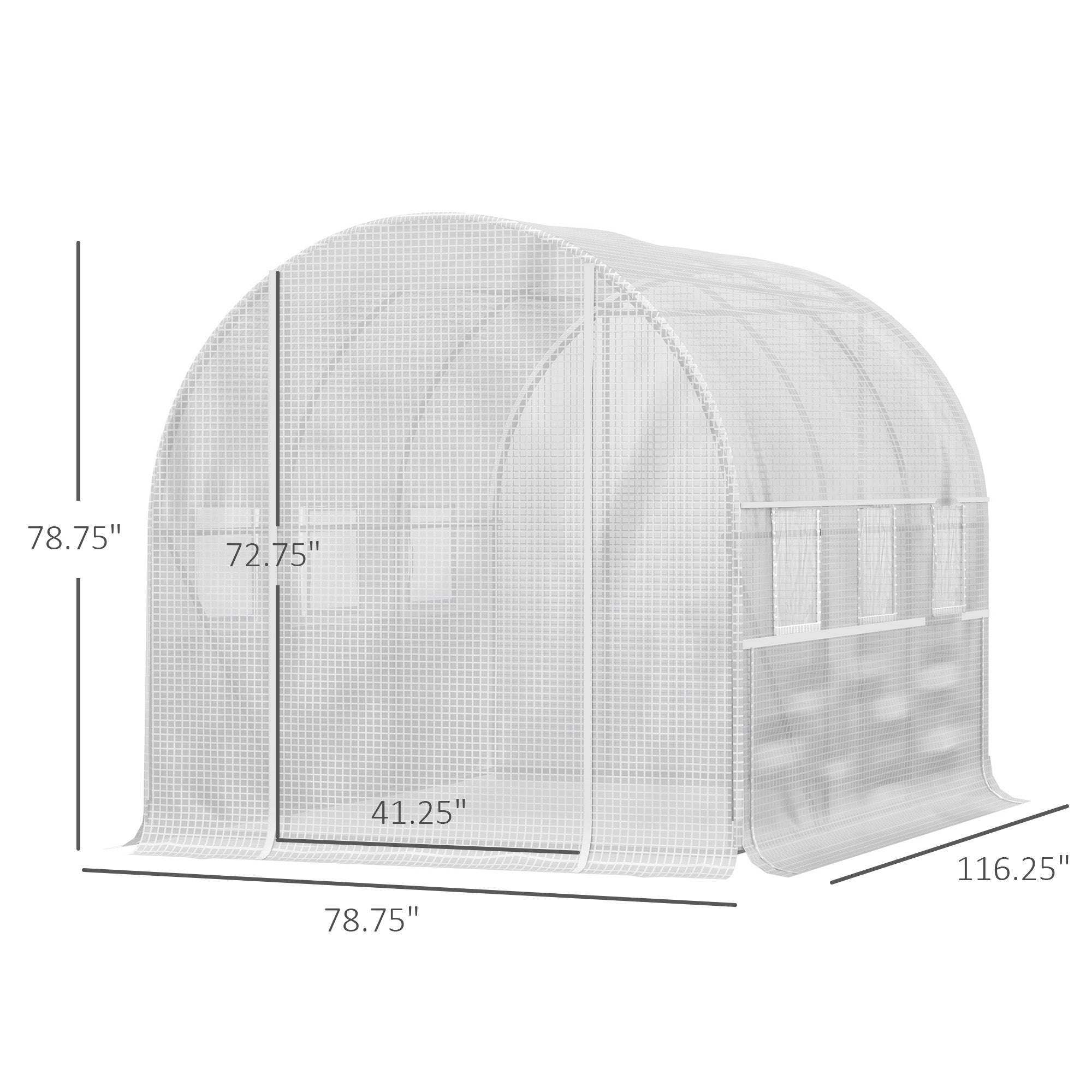 10' x 6.6' x 6.6' Walk-in Tunnel Greenhouse with Quality PE Cover, Zipper Doors &; Mesh Windows, White Tunnel Greenhouses   at Gallery Canada