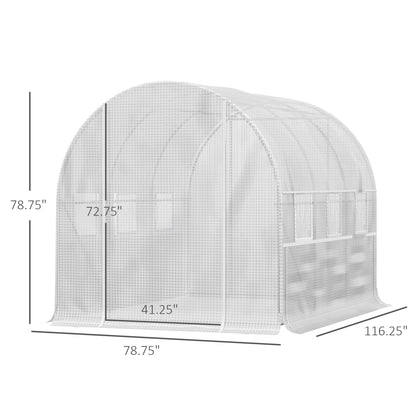 10' x 6.6' x 6.6' Walk-in Tunnel Greenhouse with Quality PE Cover, Zipper Doors &; Mesh Windows, White - Gallery Canada