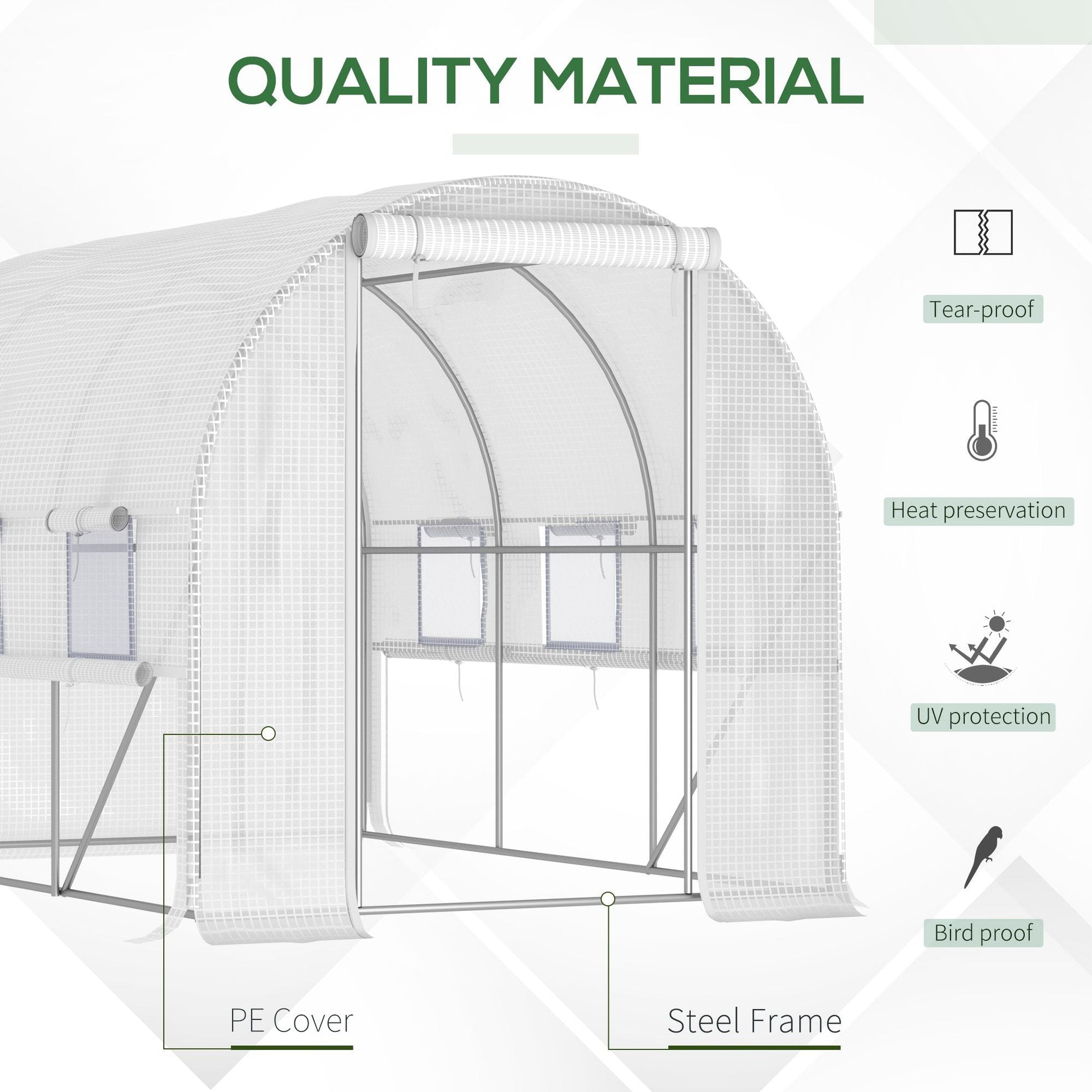 10' x 6.6' x 6.6' Walk-in Tunnel Greenhouse with Quality PE Cover, Zipper Doors &; Mesh Windows, White - Gallery Canada
