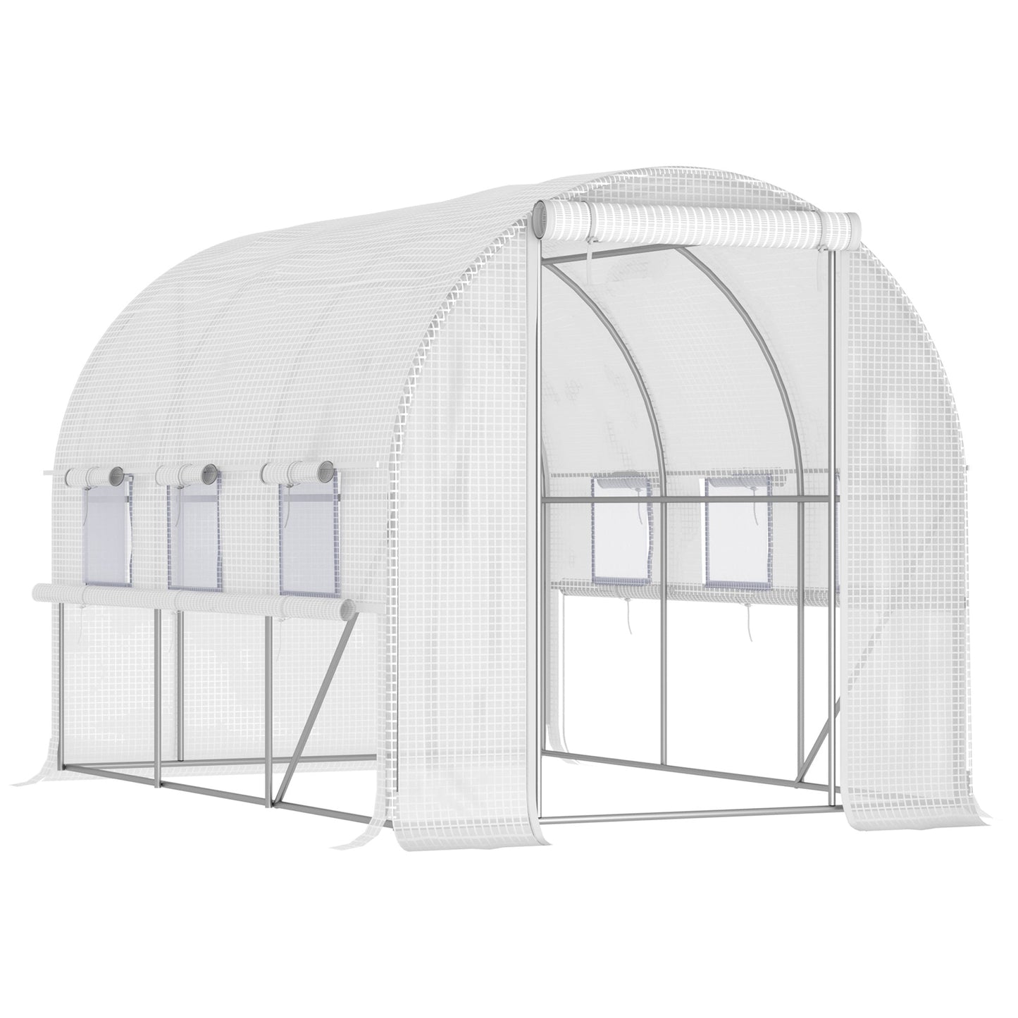 10' x 6.6' x 6.6' Walk-in Tunnel Greenhouse with Quality PE Cover, Zipper Doors &; Mesh Windows, White Tunnel Greenhouses White  at Gallery Canada