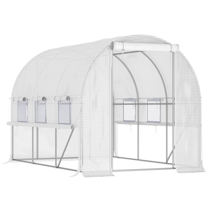 10' x 6.6' x 6.6' Walk-in Tunnel Greenhouse with Quality PE Cover, Zipper Doors &; Mesh Windows, White - Gallery Canada