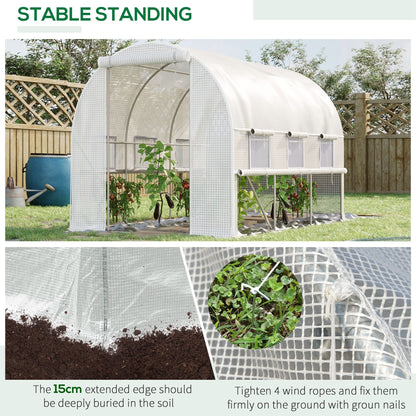 10' x 6.6' x 6.6' Walk-in Tunnel Greenhouse with Quality PE Cover, Zipper Doors &; Mesh Windows, White - Gallery Canada