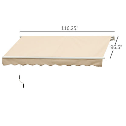 10' x 8' Manual Retractable Awning, Sun Shade Shelter Canopy, with Aluminum Frame and UV Protection for Patio Deck Yard Window Door, Beige Deck Awnings   at Gallery Canada