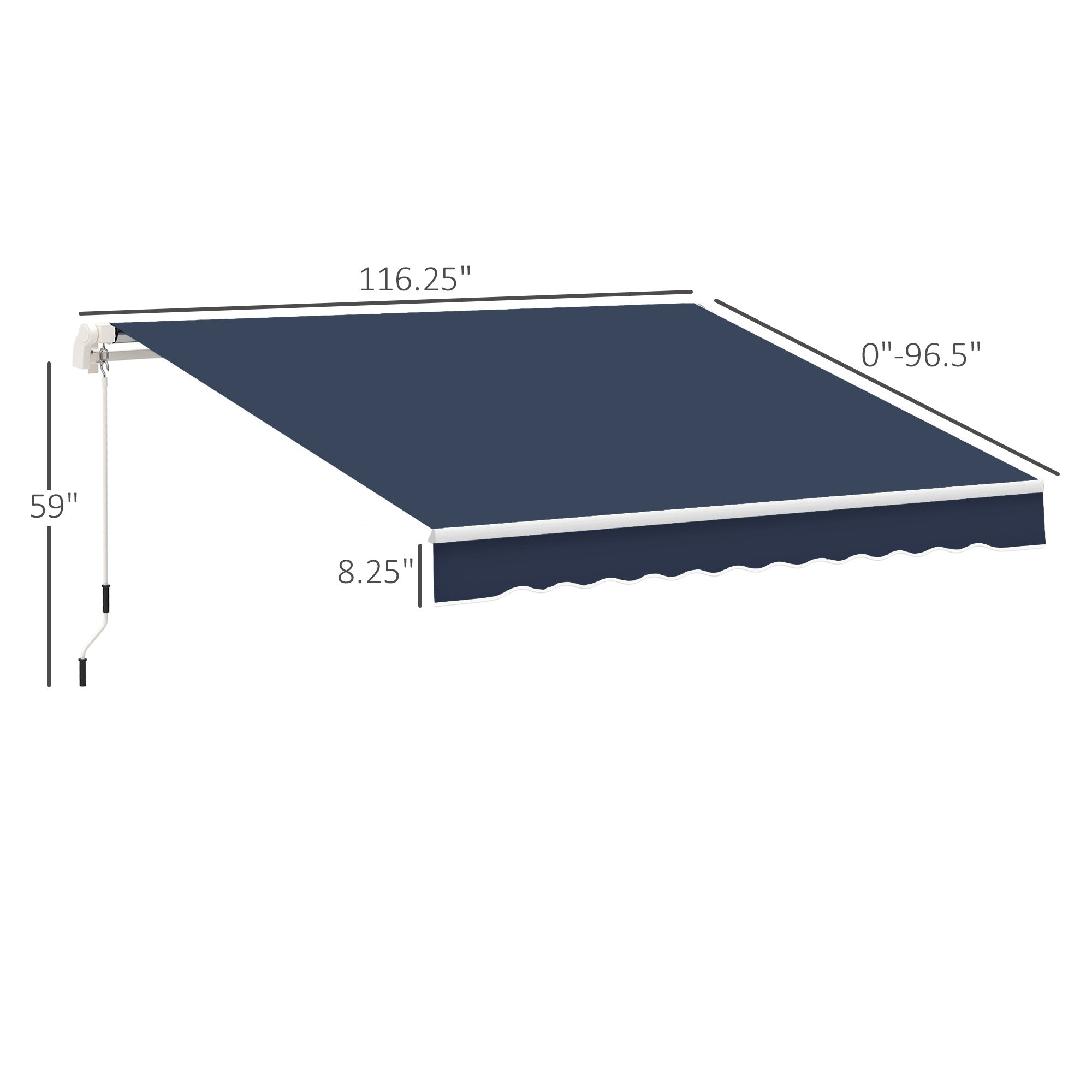 10' x 8' Manual Retractable Awning, Sun Shade Shelter Canopy, with Aluminum Frame and UV Protection for Patio Deck Yard Window Door, Blue Deck Awnings   at Gallery Canada