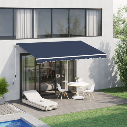 10' x 8' Manual Retractable Awning, Sun Shade Shelter Canopy, with Aluminum Frame and UV Protection for Patio Deck Yard Window Door, Blue Deck Awnings   at Gallery Canada