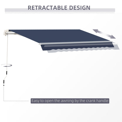 10' x 8' Manual Retractable Awning, Sun Shade Shelter Canopy, with Aluminum Frame and UV Protection for Patio Deck Yard Window Door, Blue Deck Awnings   at Gallery Canada