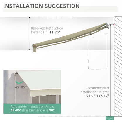 10' x 8' Manual Retractable Awning, Sun Shade Shelter Canopy, with Aluminum Frame and UV Protection for Patio Deck Yard Window Door, Cream White Deck Awnings   at Gallery Canada