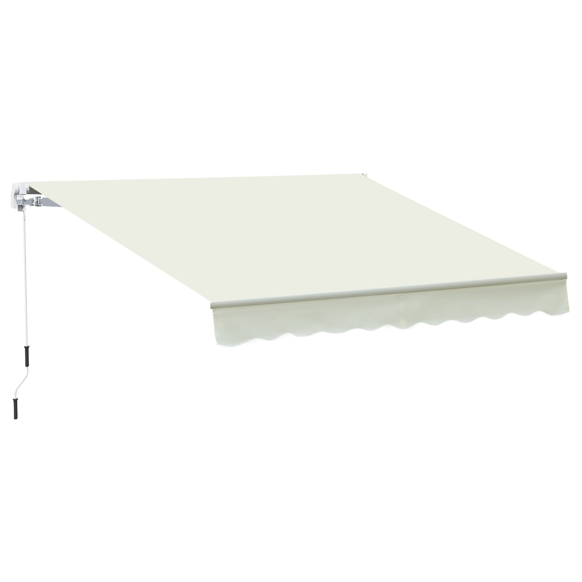 10' x 8' Manual Retractable Awning, Sun Shade Shelter Canopy, with Aluminum Frame and UV Protection for Patio Deck Yard Window Door, Cream White Deck Awnings Cream  at Gallery Canada