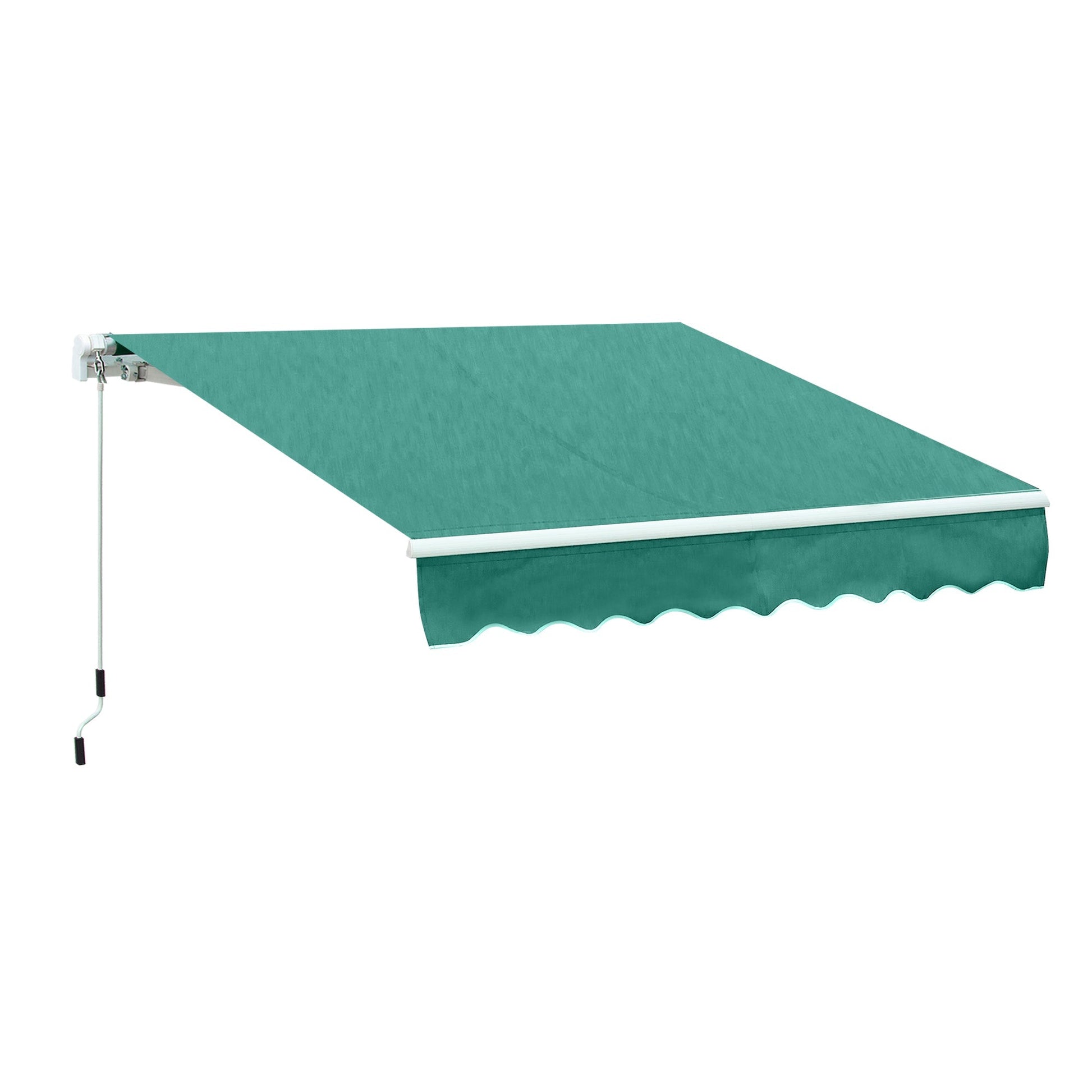 10' x 8' Manual Retractable Awning, Sun Shade Shelter Canopy, with Aluminum Frame and UV Protection for Patio Deck Yard Window Door, Green Deck Awnings Green  at Gallery Canada