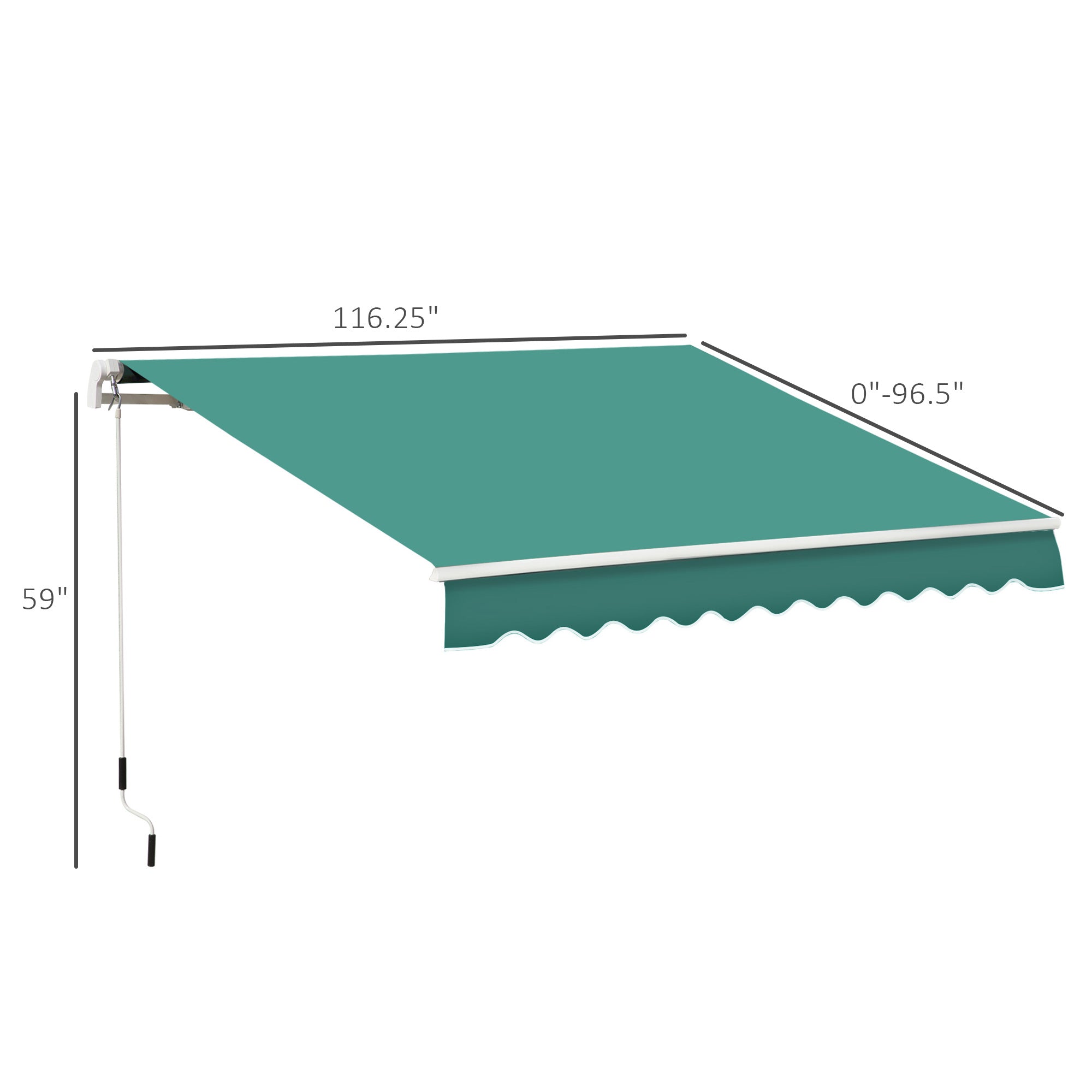 10' x 8' Manual Retractable Awning, Sun Shade Shelter Canopy, with Aluminum Frame and UV Protection for Patio Deck Yard Window Door, Green Deck Awnings   at Gallery Canada