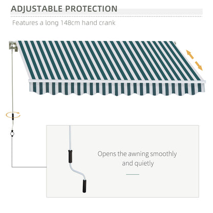 10' x 8' Manual Retractable Awning, Sun Shade Shelter Canopy, with Aluminum Frame and UV Protection for Patio Deck Yard Window Door, Green Stripe Deck Awnings   at Gallery Canada