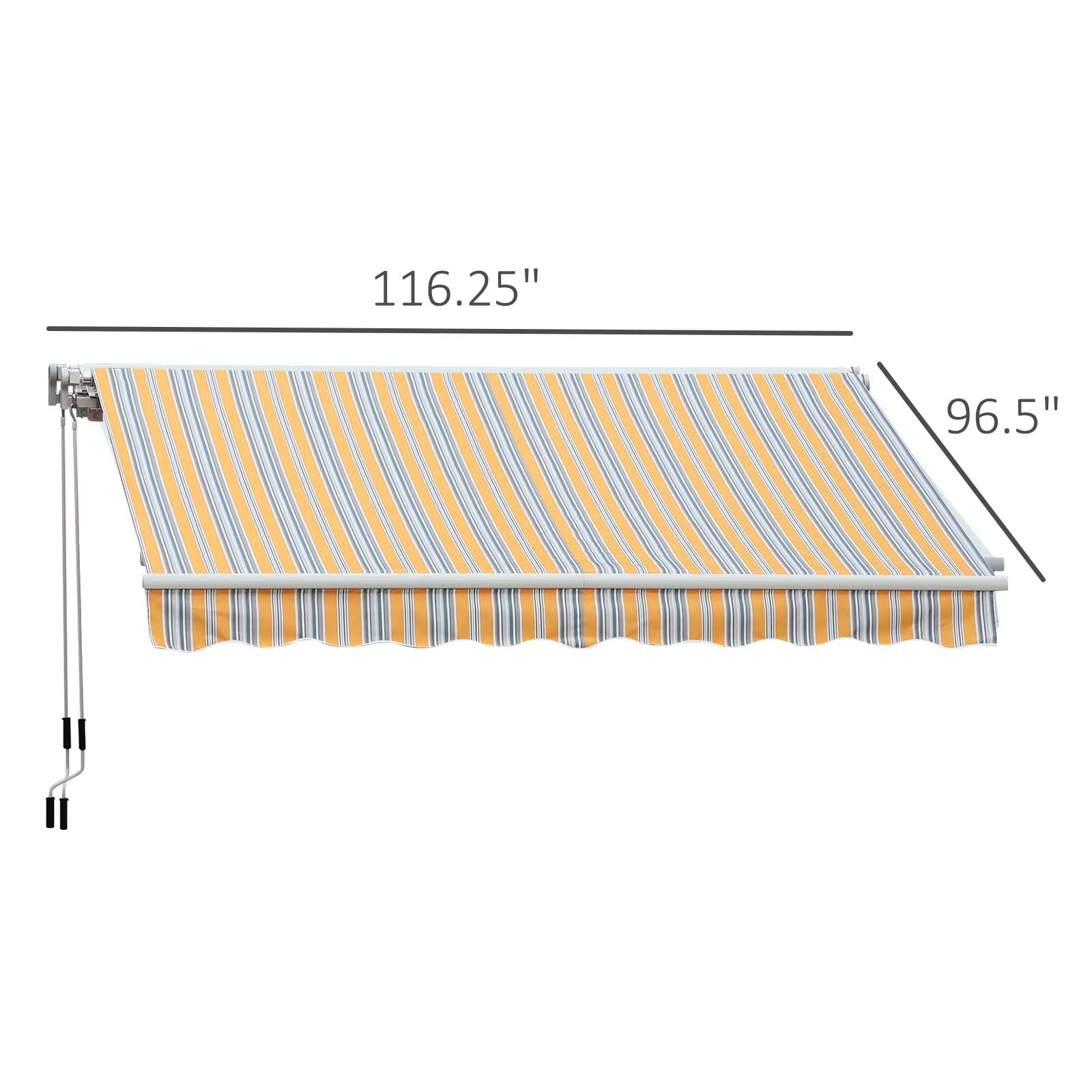 10' x 8' Manual Retractable Awning, Sun Shade Shelter Canopy, with Aluminum Frame and UV Protection for Patio Deck Yard Window Door, Mix Colour Deck Awnings   at Gallery Canada