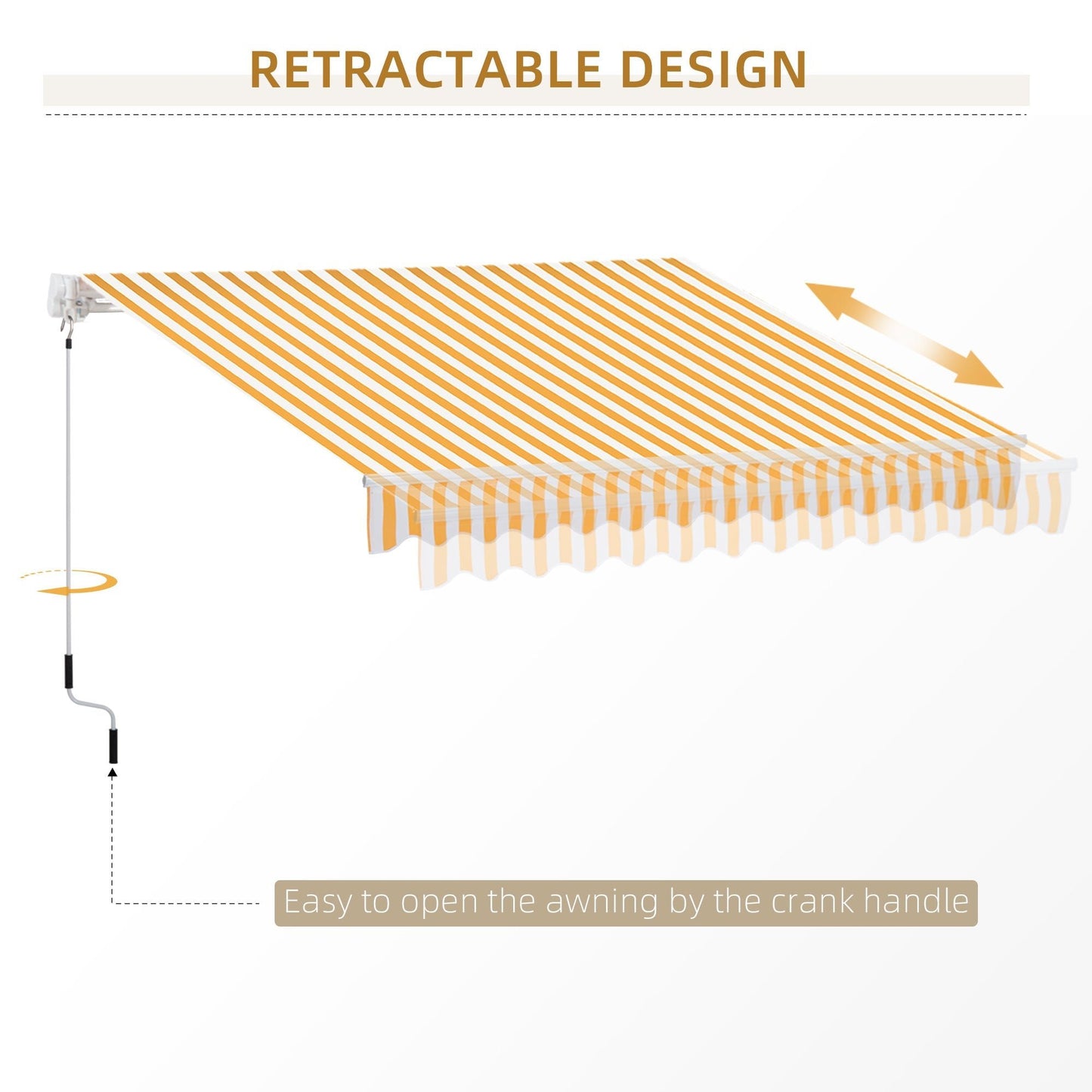 10' x 8' Manual Retractable Awning, Sun Shade Shelter Canopy, with Aluminum Frame and UV Protection for Patio Deck Yard Window Door, Orange Deck Awnings   at Gallery Canada