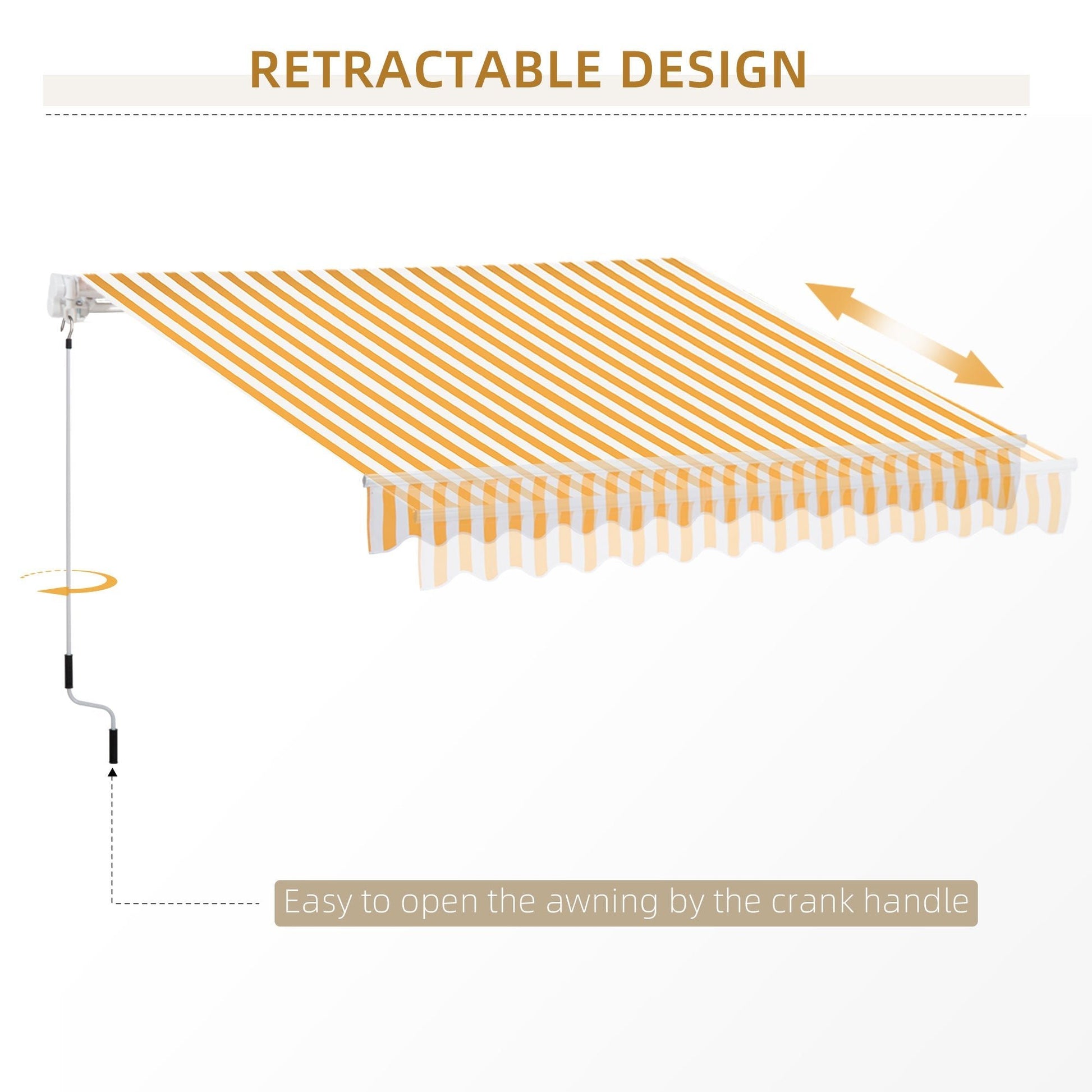 10' x 8' Manual Retractable Awning, Sun Shade Shelter Canopy, with Aluminum Frame and UV Protection for Patio Deck Yard Window Door, Orange Deck Awnings   at Gallery Canada