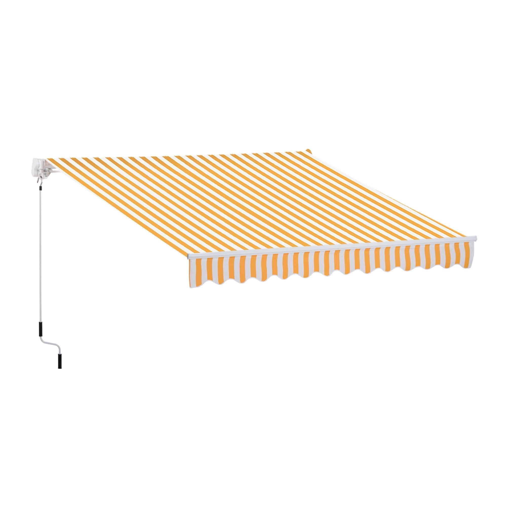 10' x 8' Manual Retractable Awning, Sun Shade Shelter Canopy, with Aluminum Frame and UV Protection for Patio Deck Yard Window Door, Orange Deck Awnings Orange  at Gallery Canada