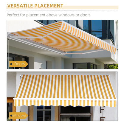 10' x 8' Manual Retractable Awning, Sun Shade Shelter Canopy, with Aluminum Frame and UV Protection for Patio Deck Yard Window Door, Orange Deck Awnings   at Gallery Canada