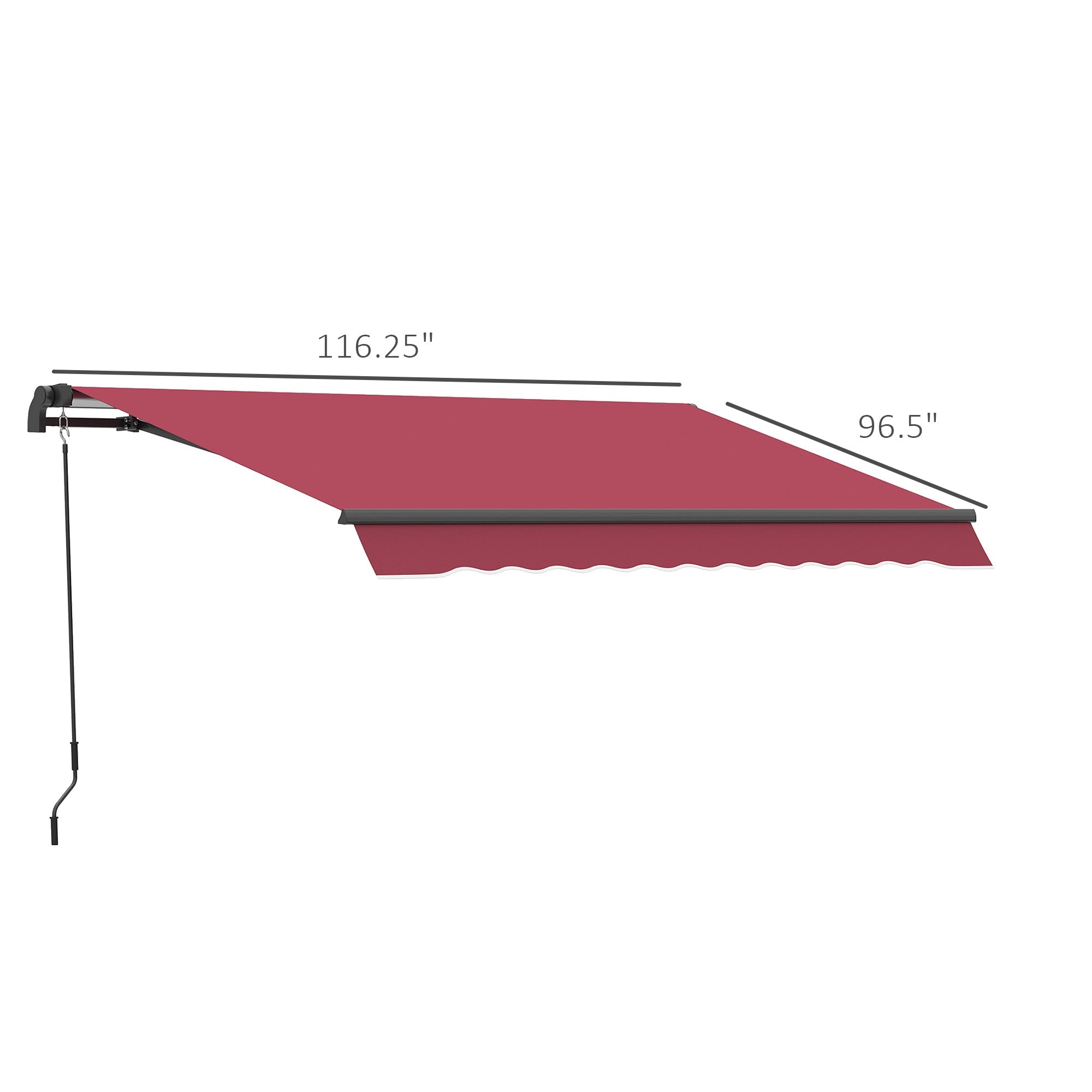 10' x 8' Manual Retractable Awning, Sun Shade Shelter Canopy, with Aluminum Frame and UV Protection for Patio Deck Yard Window Door, Red Deck Awnings   at Gallery Canada