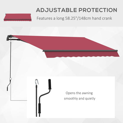 10' x 8' Manual Retractable Awning, Sun Shade Shelter Canopy, with Aluminum Frame and UV Protection for Patio Deck Yard Window Door, Red Deck Awnings   at Gallery Canada