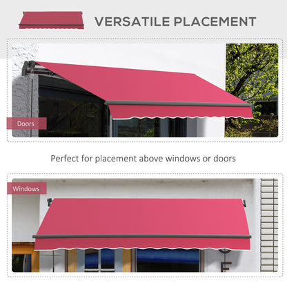 10' x 8' Manual Retractable Awning, Sun Shade Shelter Canopy, with Aluminum Frame and UV Protection for Patio Deck Yard Window Door, Red Deck Awnings   at Gallery Canada