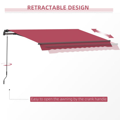 10' x 8' Manual Retractable Awning, Sun Shade Shelter Canopy, with Aluminum Frame and UV Protection for Patio Deck Yard Window Door, Red Deck Awnings   at Gallery Canada