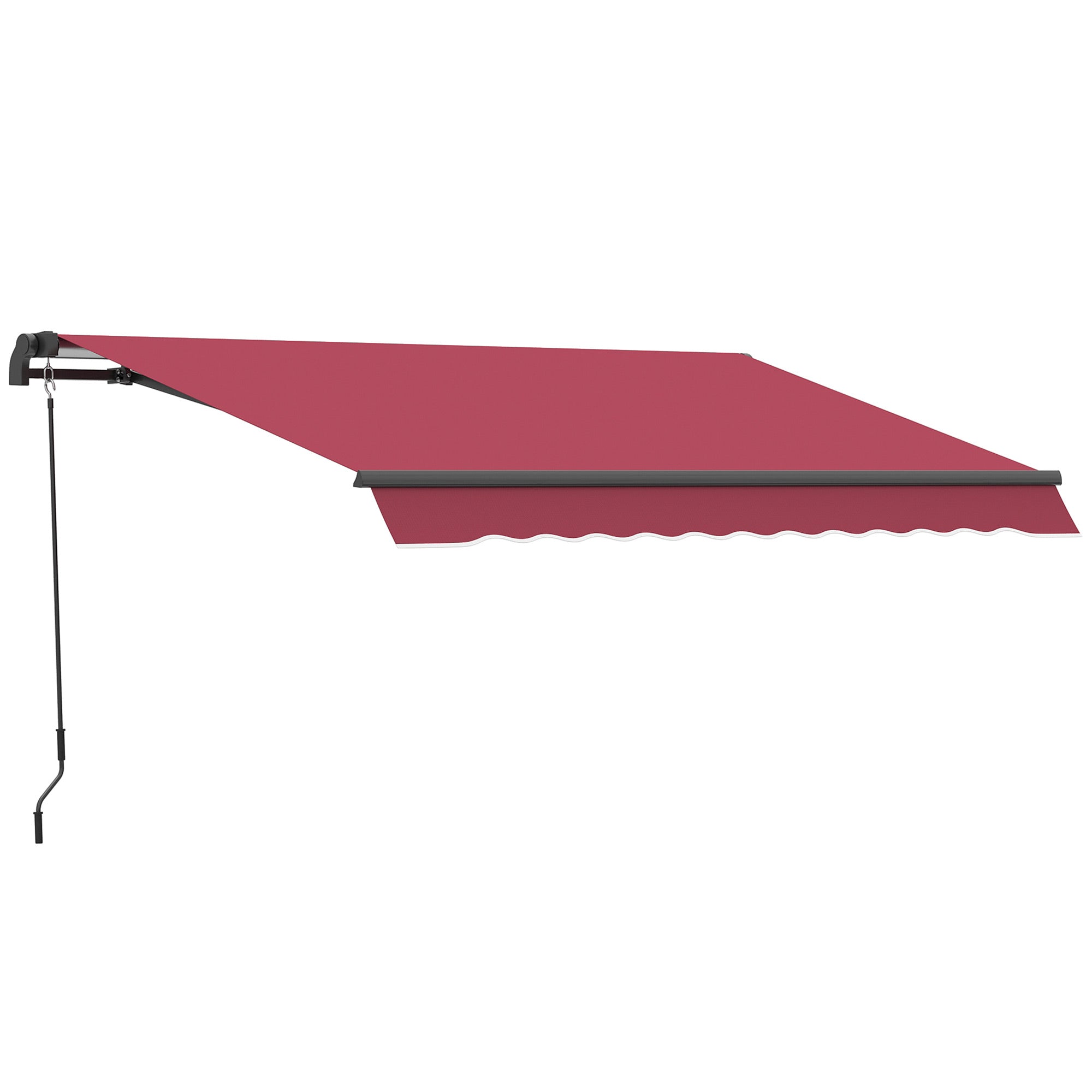 10' x 8' Manual Retractable Awning, Sun Shade Shelter Canopy, with Aluminum Frame and UV Protection for Patio Deck Yard Window Door, Red Deck Awnings Red  at Gallery Canada