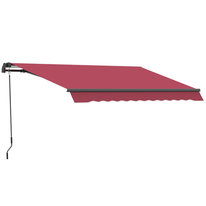 10' x 8' Manual Retractable Awning, Sun Shade Shelter Canopy, with Aluminum Frame and UV Protection for Patio Deck Yard Window Door, Red Deck Awnings Red  at Gallery Canada