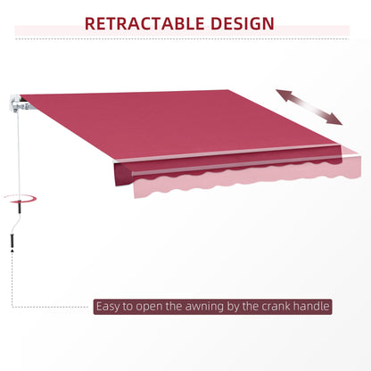 10' x 8' Manual Retractable Awning, Sun Shade Shelter Canopy, with Aluminum Frame and UV Protection for Patio Deck Yard Window Door, Wine Red Deck Awnings   at Gallery Canada