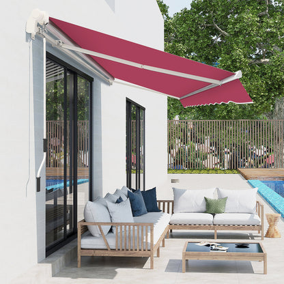 10' x 8' Manual Retractable Awning, Sun Shade Shelter Canopy, with Aluminum Frame and UV Protection for Patio Deck Yard Window Door, Wine Red Deck Awnings   at Gallery Canada