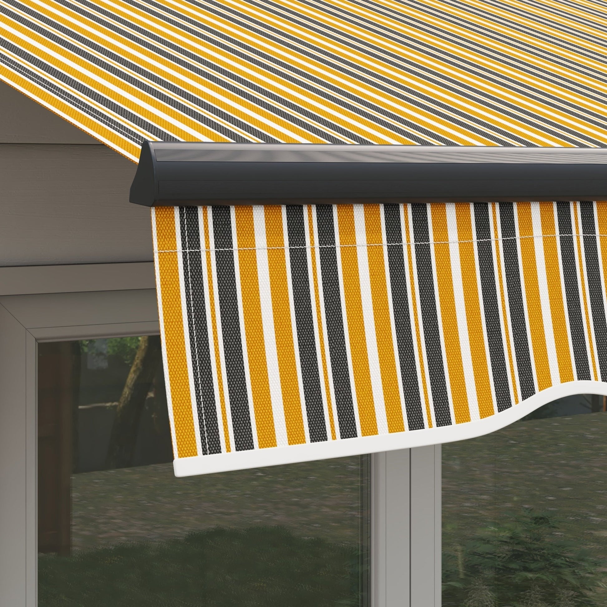 10' x 8' Retractable Awning, 280 GSM UV Resistant Sunshade Shelter for Deck, Balcony, Yard, Yellow and Grey Patio Awnings   at Gallery Canada