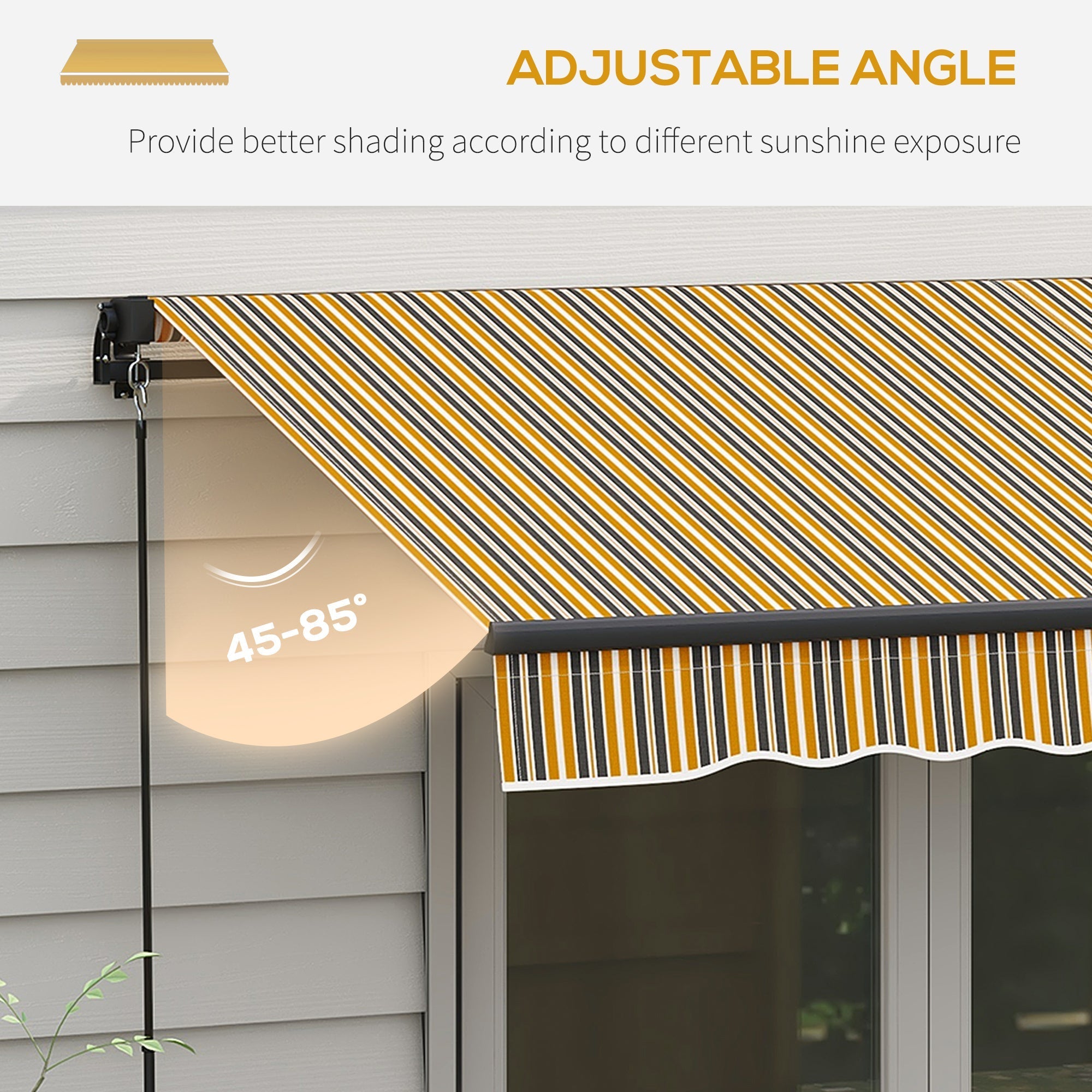 10' x 8' Retractable Awning, 280 GSM UV Resistant Sunshade Shelter for Deck, Balcony, Yard, Yellow and Grey Patio Awnings   at Gallery Canada