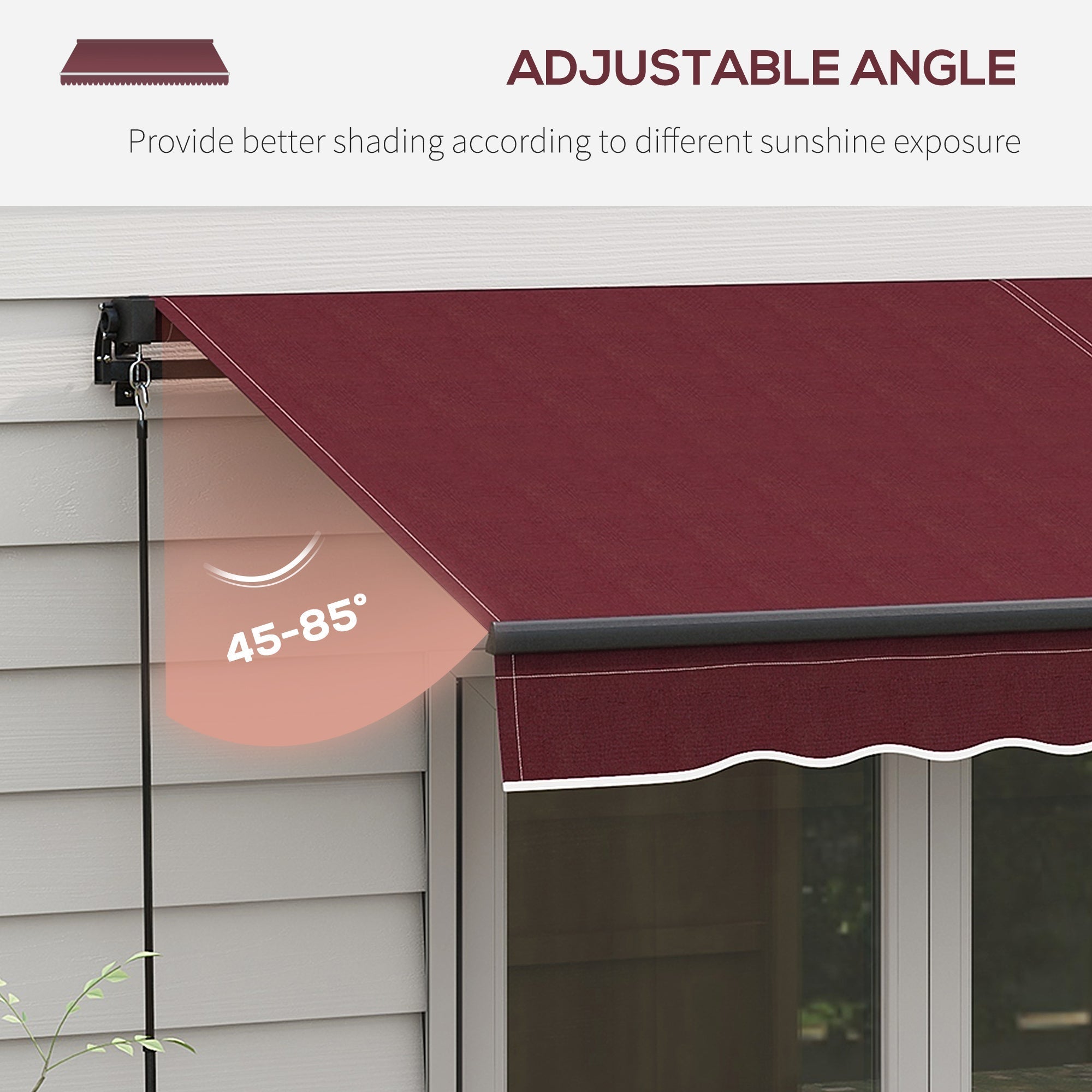 10' x 8' Retractable Awning, 280gsm UV Resistant Sunshade Shelter, for Deck, Balcony, Yard, Wine Red Patio Awnings   at Gallery Canada