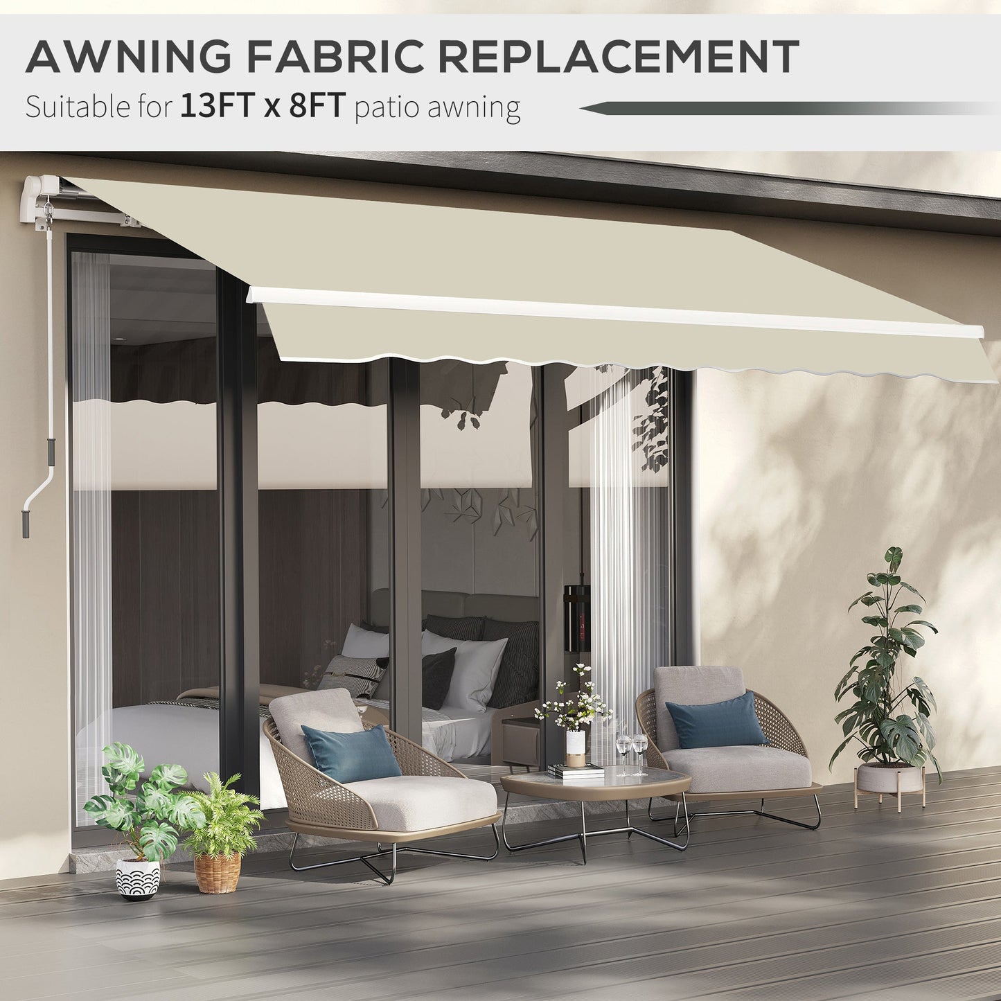 10' x 8' Retractable Awning Fabric Replacement Outdoor Sunshade Canopy Awning Cover, UV Protection, Cream White Awning Fabric Replacement   at Gallery Canada