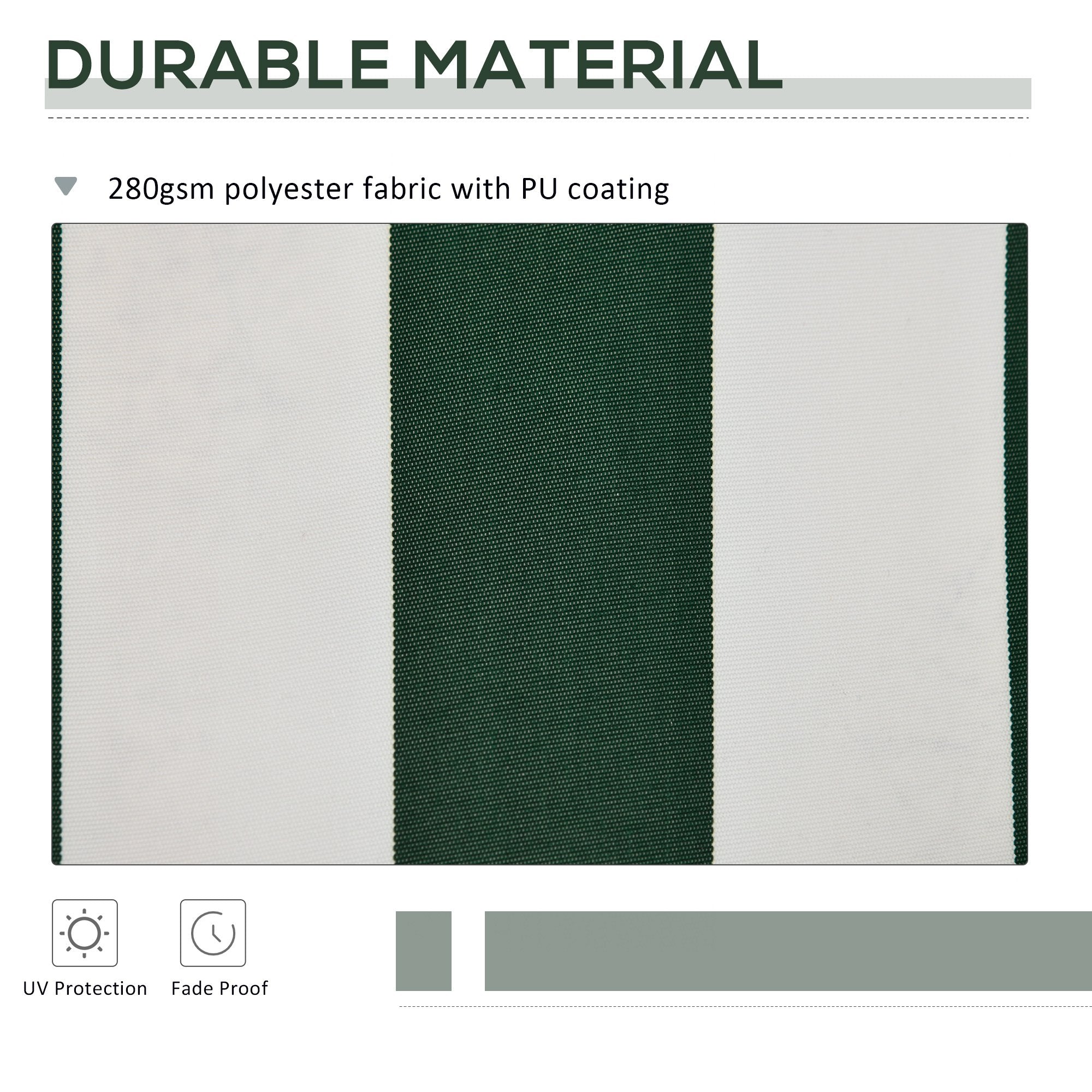 10' x 8' Retractable Awning Fabric Replacement Outdoor Sunshade Canopy Awning Cover, UV Protection, Green and White Awning Fabric Replacement   at Gallery Canada