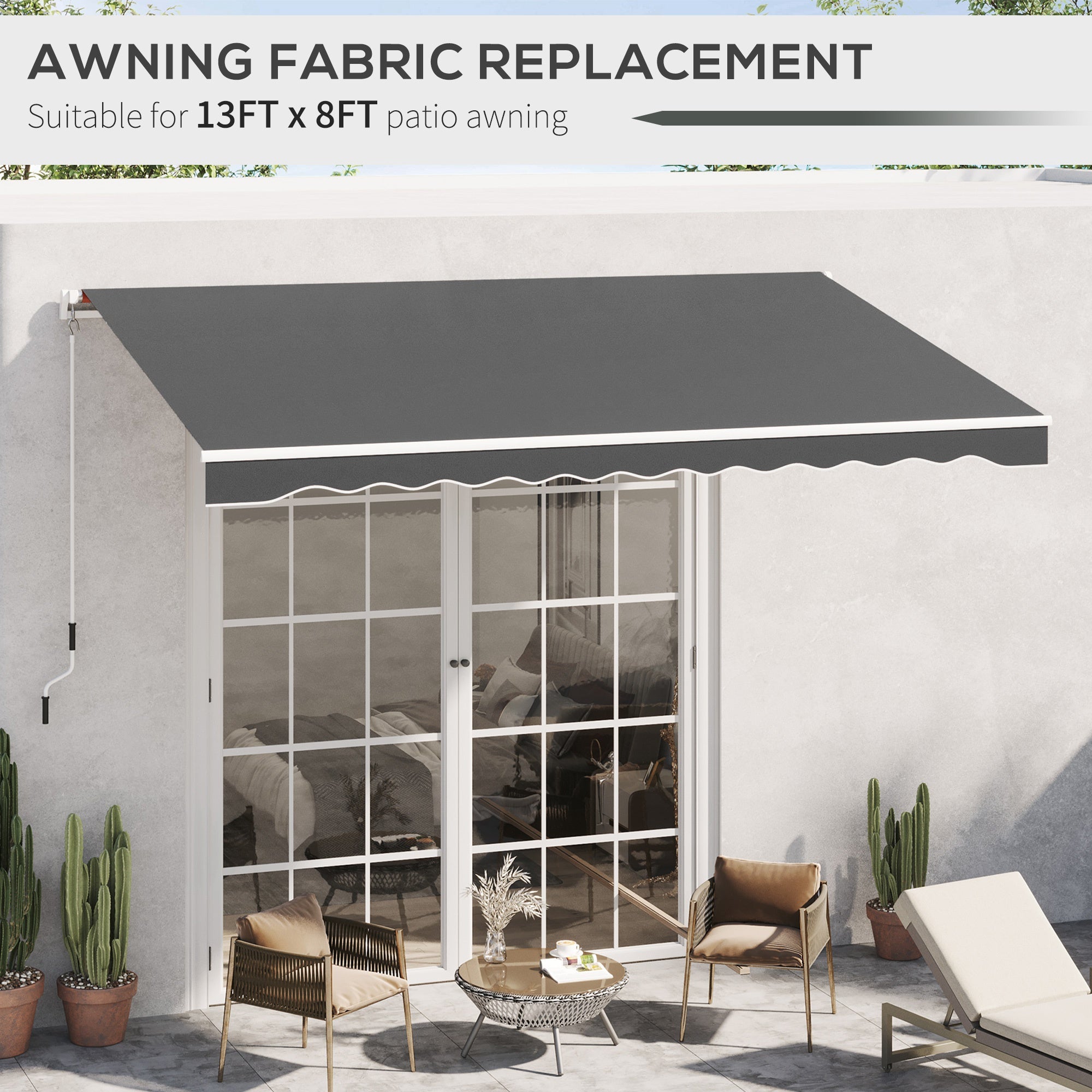 10' x 8' Retractable Awning Fabric Replacement Outdoor Sunshade Canopy Awning Cover, UV Protection, Grey Awning Fabric Replacement   at Gallery Canada